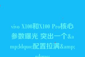 vivo X100和X100 Pro核心参数曝光 突出一个&ldquo;配置拉满&rdquo;