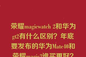 荣耀magicwatch 2和华为gt2有什么区别？年底要发布的华为Mate40和荣耀magic3谁买更好？