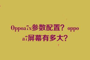 Oppoa7x参数配置？oppoa7屏幕有多大？