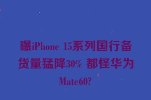 曝iPhone 15系列国行备货量猛降30% 都怪华为Mate60?