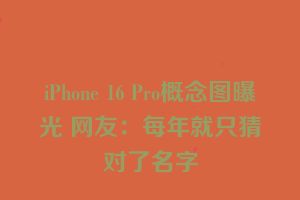 iPhone 16 Pro概念图曝光 网友：每年就只猜对了名字