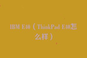 IBM E40（ThinkPad E40怎么样）