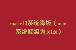macos13系统降级（mac系统降级为10126）
