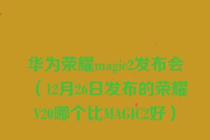 华为荣耀magic2发布会（12月26日发布的荣耀V20哪个比MAGIC2好）