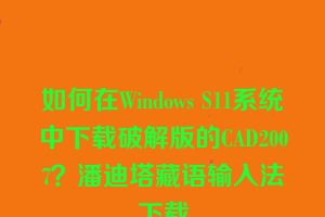 如何在Windows S11系统中下载破解版的CAD2007？潘迪塔藏语输入法下载