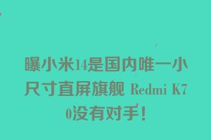 曝小米14是国内唯一小尺寸直屏旗舰 Redmi K70没有对手！
