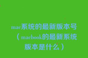 mac系统的最新版本号（macbook的最新系统版本是什么）